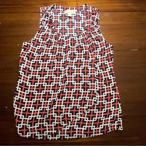 Michael Kors Navy, Red & White Geometric Sleeveless Tunic Top